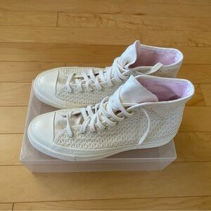 NWT Converse All Star Crochet Overlay High Top Egret/Lilac W 9 1/2 M 7 1/2